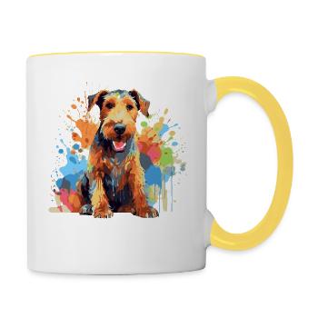 Wirehaired Fox Terrier - Contrasting Mug - white/yellow - Right