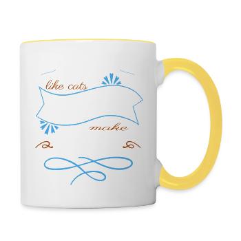 Bday Flower Power Bird Birthday Present Idea Gift - Contrasting Mug - white/yellow - Right