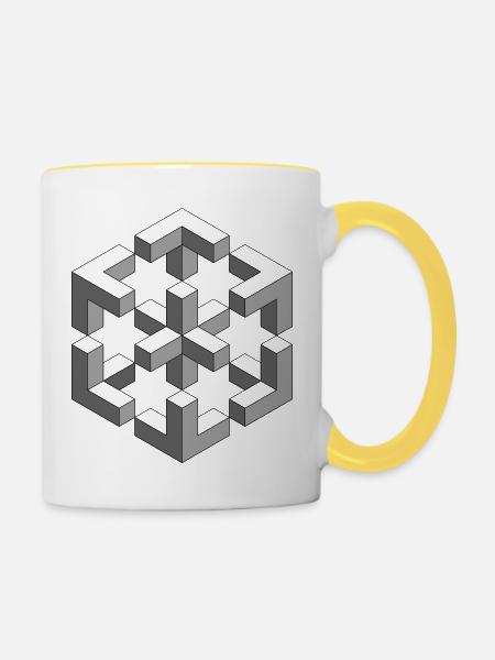 Unmögliche Figur - Tasse zweifarbig - Weiß/Gelb