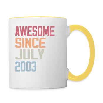 Juillet 2003 Cadeau Anniversaire Juillet 2003 - Mug contrasté - blanc/jaune - Droite