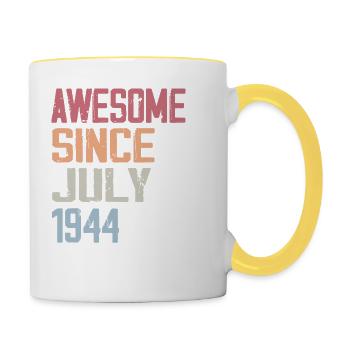 Juillet 1944 Cadeau Anniversaire Juillet 1944 - Mug contrasté - blanc/jaune - Droite