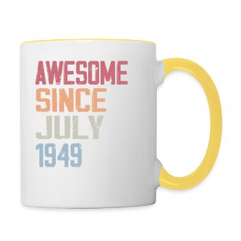 Juillet 1949 Cadeau Anniversaire Juillet 1949 - Mug contrasté - blanc/jaune - Droite