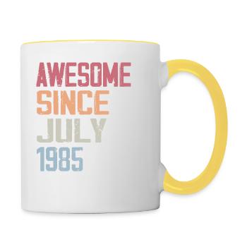 Juli 1985 Geburtstagsgeschenk Juli 1985 - Tasse zweifarbig - Weiß/Gelb - Rechts