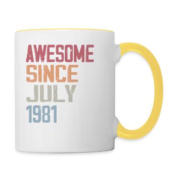 Juli 1981 Geburtstagsgeschenk Juli 1981 - Tasse zweifarbig - Weiß/Gelb - Rechts