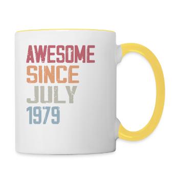 Juillet 1979 Cadeau Anniversaire Juillet 1979 - Mug contrasté - blanc/jaune - Droite
