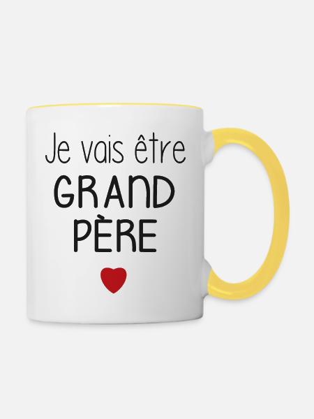 Ich werde Großvater - Herz - Tasse zweifarbig - Weiß/Gelb