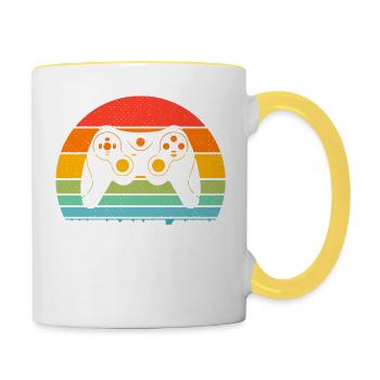 2010 Jubiläumsgeschenk für alle Gamer 2010 - Tasse zweifarbig - Weiß/Gelb - Rechts
