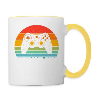 Cadeau Anniversaire 2008 Pour Tous les Gamers 2008 - Mug contrasté - blanc/jaune - Droite