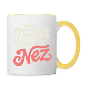 Les doigts dans le nez - Mug contrasté - blanc/jaune - Droite