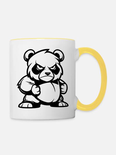 pandabär - Tasse zweifarbig - Weiß/Gelb