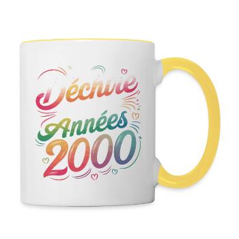 Je déchire depuis les années 2000 - Mug contrasté - blanc/jaune - Droite