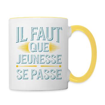 Il faut que jeunesse se passe - Mug contrasté - blanc/jaune - Droite