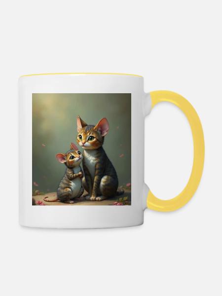 Didimaus69 / Catmouse 2 - Tasse zweifarbig - Weiß/Gelb