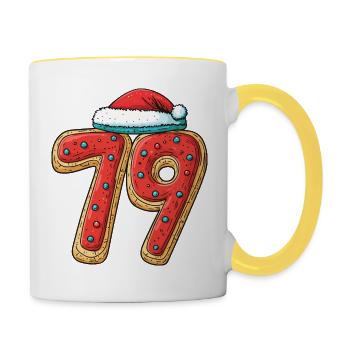 79 Number Christmas Cookie - Contrasting Mug - white/yellow - Right
