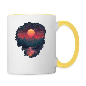 Hole to a pixelated world - Contrasting Mug - white/yellow - Right