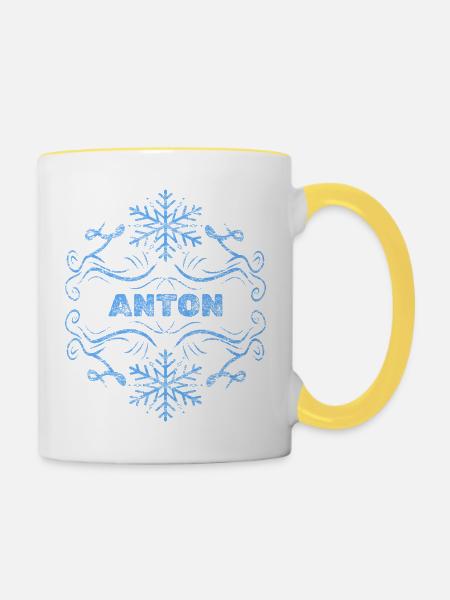 Anton - Tasse zweifarbig - Weiß/Gelb