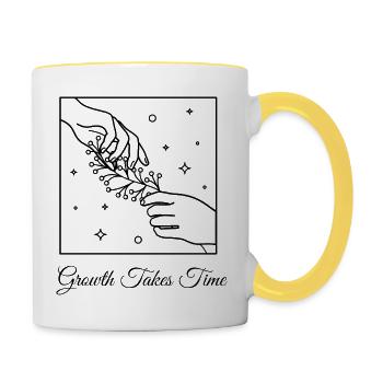 🌿✨Growth Takes Time Black Design🌿✨ - Contrasting Mug - white/yellow - Right