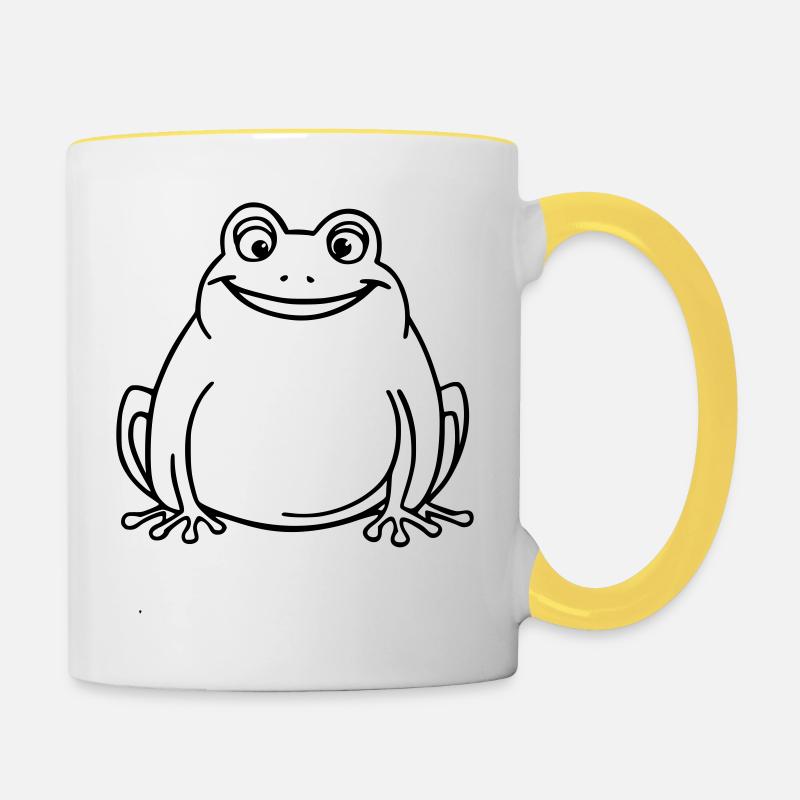Funny frog as vector illustration - Contrasting Mug - white/yellow