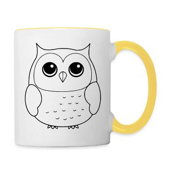 Owl as vector graphic - Contrasting Mug - white/yellow - Right