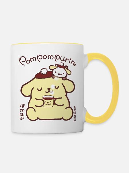 Pompompurin Trinkt Kaffee Mit Muffin - Tasse zweifarbig - Weiß/Gelb