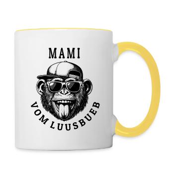 LUUSBUEBE MAMI - Cooler Affe - Tasse zweifarbig - Weiß/Gelb - Rechts