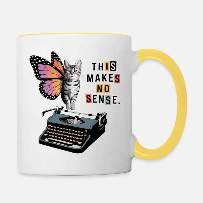 Chat papillon Chaos - Mug contrasté - blanc/jaune