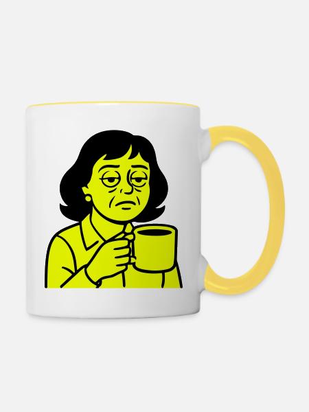 Mürrische Kaffeetante - Tasse zweifarbig - Weiß/Gelb