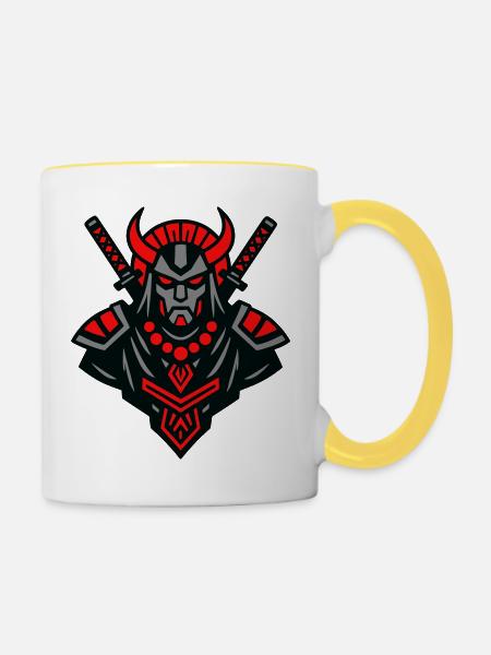 Samurai Devil Warrior - Tasse zweifarbig - Weiß/Gelb