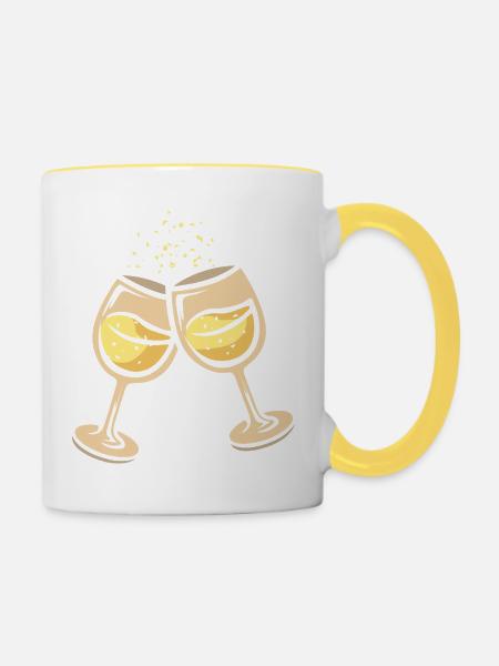 Sektgläser Cheers Party Illustration - Tasse zweifarbig - Weiß/Gelb