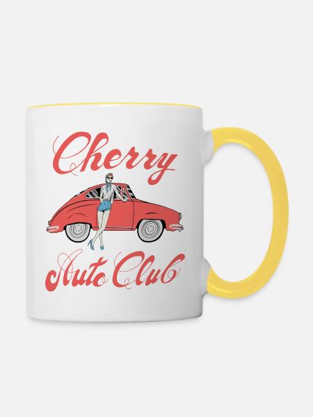 Cherry Auto Club - Tasse zweifarbig - Weiß/Gelb