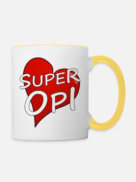 SUPER OPI - Tasse zweifarbig - Weiß/Gelb