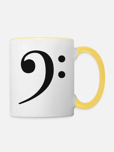 F-schlussel - Tasse zweifarbig - Weiß/Gelb