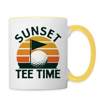 Golf Golfen Retro - Tasse zweifarbig - Weiß/Gelb - Rechts