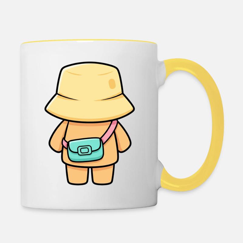 Cabane rêveur avec sac - Mug contrasté - blanc/jaune