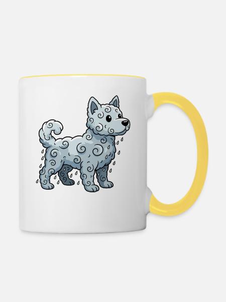 Wolkenhund Flow Sanft - Tasse zweifarbig - Weiß/Gelb