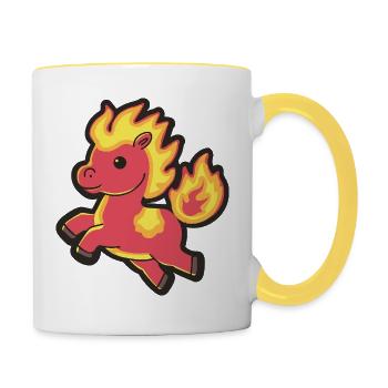 Kawaii Feuer Pferd Flammen Pony - Tasse zweifarbig - Weiß/Gelb - Rechts