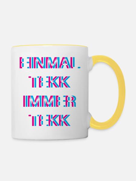 Hardtekk Tekk - Tasse zweifarbig - Weiß/Gelb