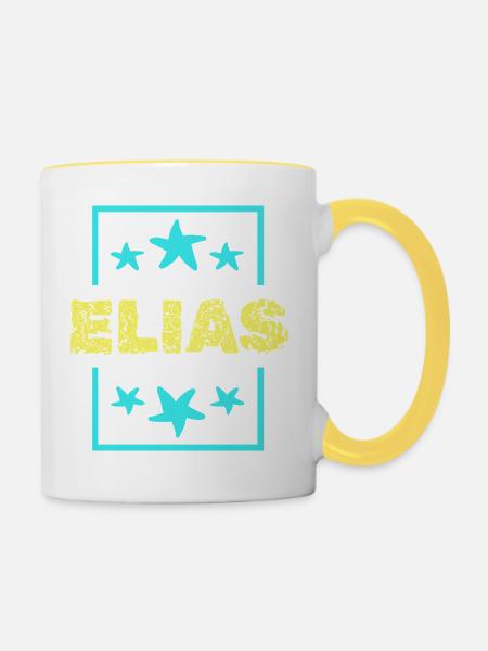 Elias - Tasse zweifarbig - Weiß/Gelb