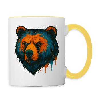 Neon Bear Pop Art - Contrasting Mug - white/yellow - Right