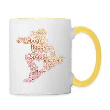 Klare Snowboard Botschaft - Tasse zweifarbig - Weiß/Gelb - Rechts