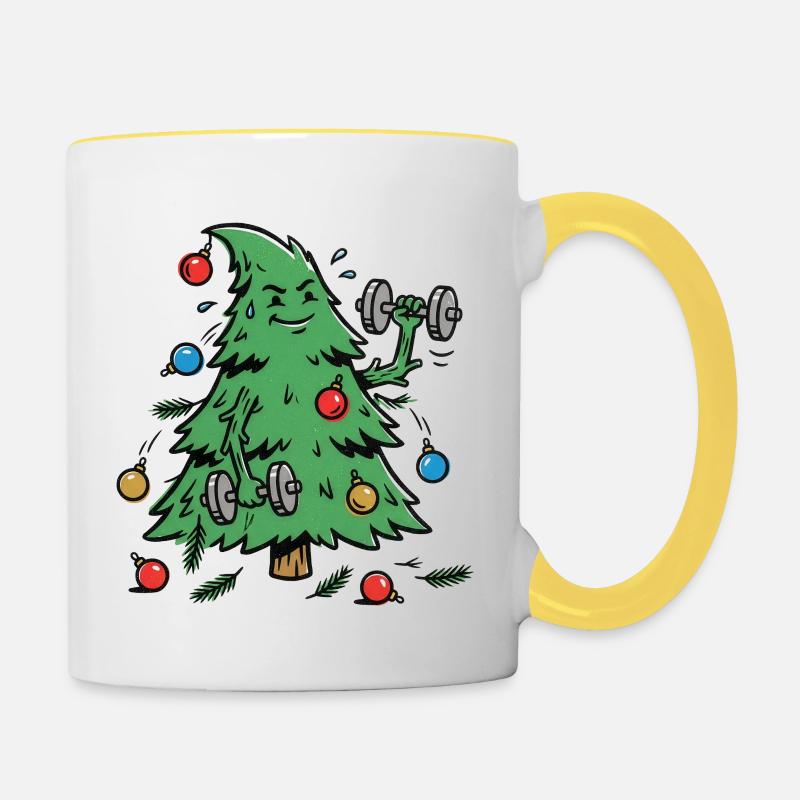 Train hard, decorate harder - Contrasting Mug - white/yellow