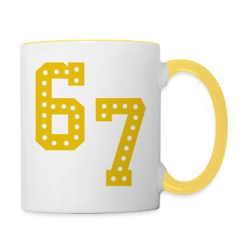 Yellow number lights 6 7 - Contrasting Mug - white/yellow - Right
