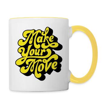 Faites votre action – Neon Script - Mug contrasté - blanc/jaune - Droite