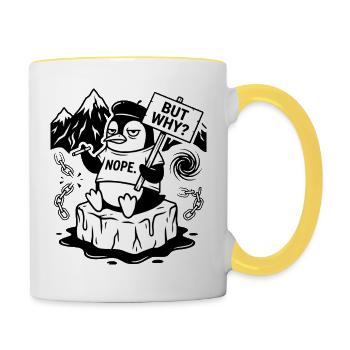 Non, Pingouin - Mème sarcastique drôle - Mug contrasté - blanc/jaune - Droite
