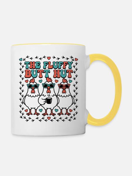 Hütte der flauschigen Hintern - Tasse zweifarbig - Weiß/Gelb