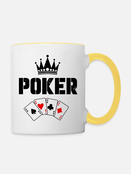 Poker Karten - Tasse zweifarbig - Weiß/Gelb