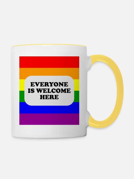 LGBT-Safe-Space-Regenbogenflagge - Tasse zweifarbig - Weiß/Gelb