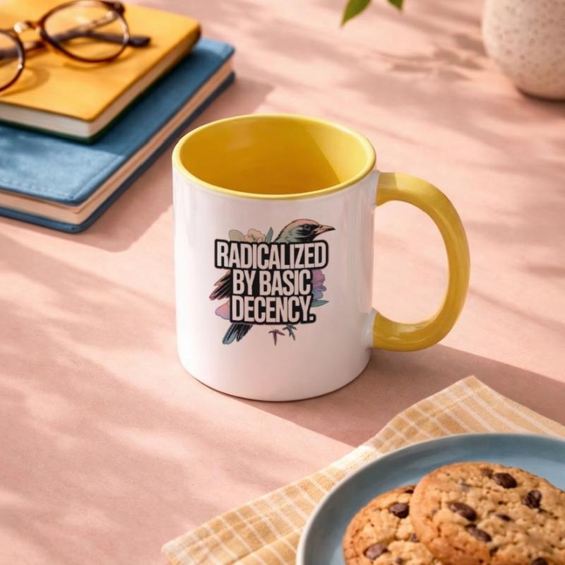 Radicalized by Basic Decency Statement Tasse zweifarbig