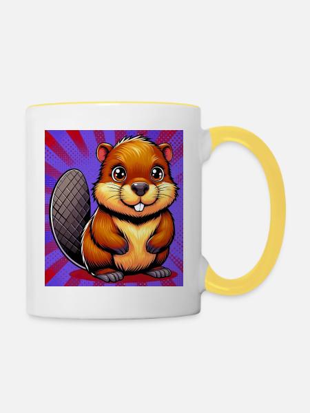 Bieber - Tasse zweifarbig - Weiß/Gelb