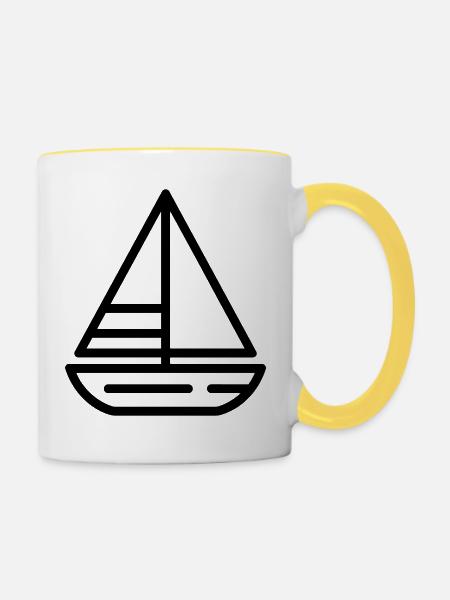 Segelschiff - Tasse zweifarbig - Weiß/Gelb